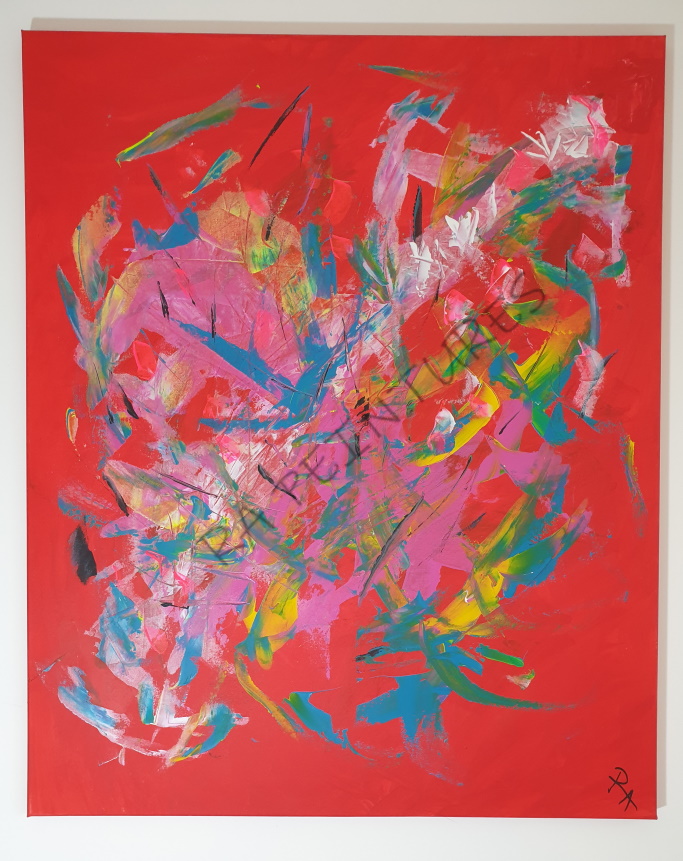 peinture abstraite 100x81 - En Folie par RA - artiste peintre RA