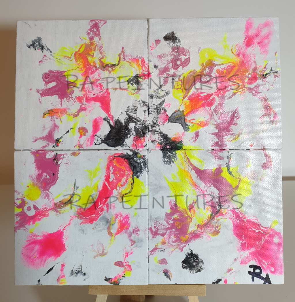 peinture abstraite 20,5x20,5 - Hibiscus par RA - artiste peintre RA
