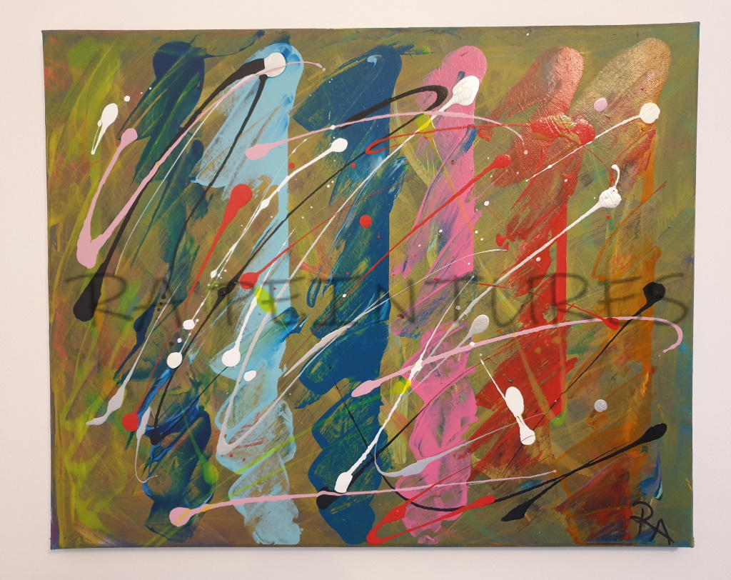 peinture abstraite 40x50 - Bal Masqué par RA - artiste peintre RA